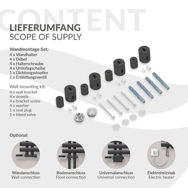 Design badeværelsesradiator Iron EM 600x1600 mm antracit Luxe Bath