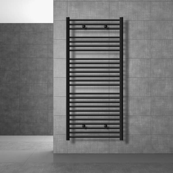Badeværelsesradiator Sahara 750x1500 mm sort mat lige med sidetilslutning LuxeBath