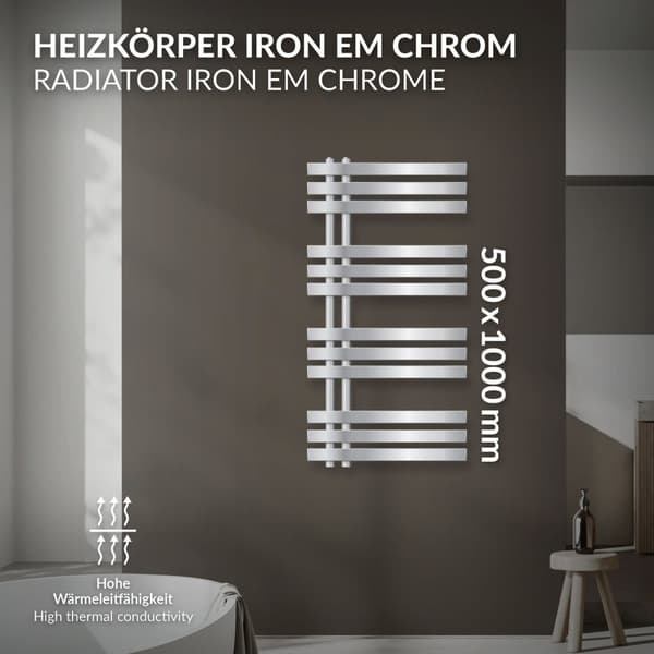 Design badrumsradiator Iron EM 500x1000 mm krom LuxeBath