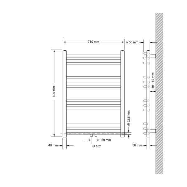Kylpyhuonepatteri Sahara 750x800 mm musta matta kaareva keskiliitännällä LuxeBath