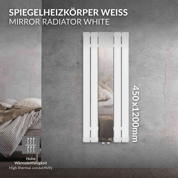 Spegelradiator Vit designradiator Handduksradiator 450x1200mm