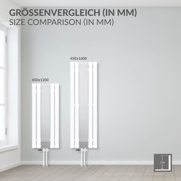 Spegelradiator Vit designradiator Handduksradiator 450x1200mm