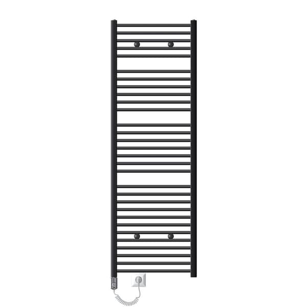 Handduks radiator med värmeelement 1200 W ECD Germany Modell Sahara 600 x 1800 mm antracit böjda sidoanslutning handdukshängare