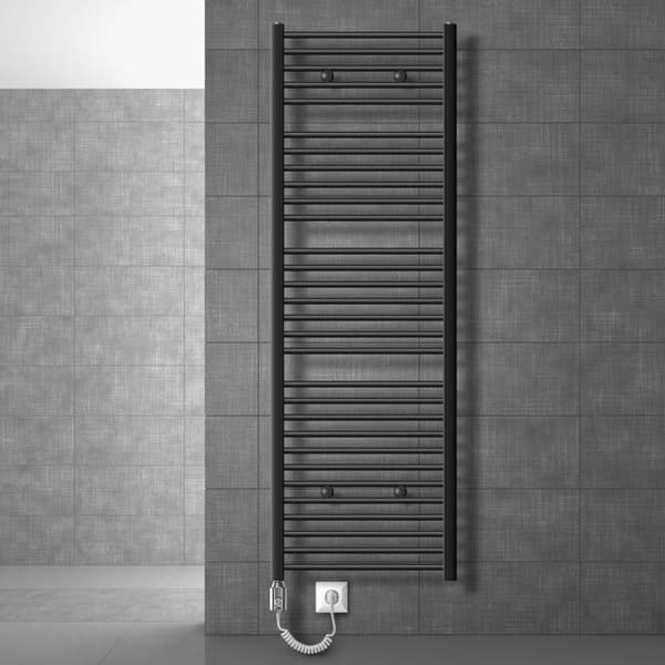 Radiator Handduk ECD Germany Modell Sahara 600 x 1800 mm antracit böjd med sidoanslutning handdukshängare