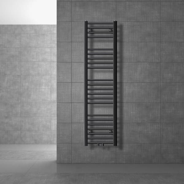 Badeværelsesradiator Sahara 300x1400 mm antracit lige med centertilslutning LuxeBath