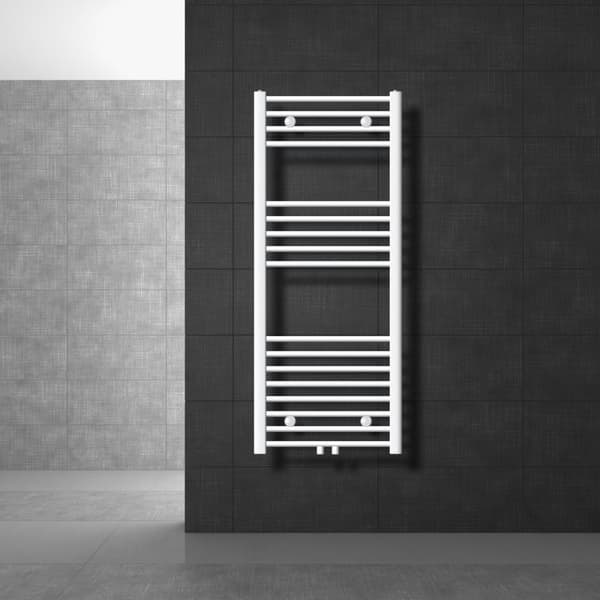 Badrumsradiator Sahara 500x1200 mm vit böjd med centrumanslutning LuxeBath