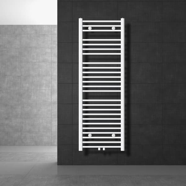 Badrumsradiator Sahara 500x1500 mm vit böjd med centrumanslutning LuxeBath
