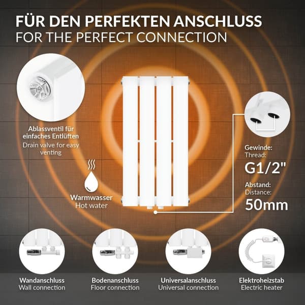 Panelradiator Enlagers panelradiator Designradiator Vit 300x600 mm