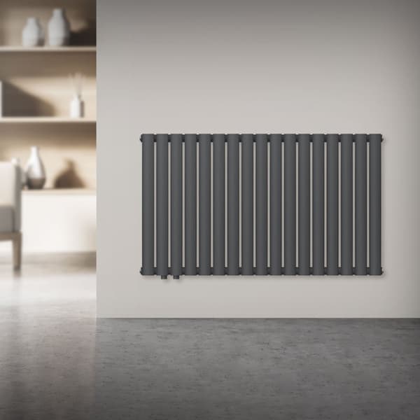 Radiator Oval Tube Designradiator Enkelt lager vänster anslutning 1020x600 mm