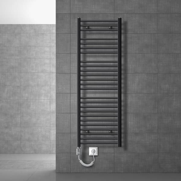 Kylpyhuonepatteri Sähköinen lämmityselementillä 1200W 500x1500 mm antrasiitti suora sivuliitännällä varustettuna