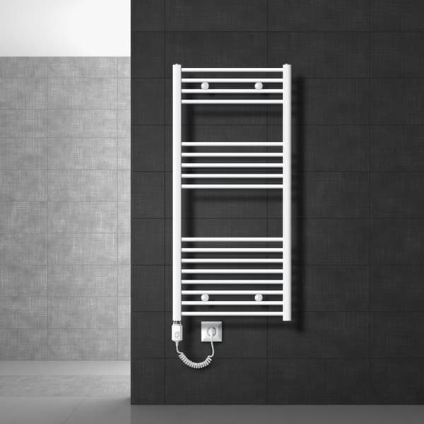 LuxeBath sähköinen kylpyhuonepatteri Sahara 600x1200 mm valkoinen suora sivuliitäntä &amp; lämmityselementti 1200W termostaatilla &amp;