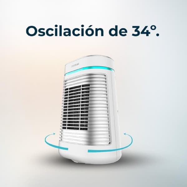 Cecotec Tabletop PTC heater with 1500 W, oscillation, digital display, adjustable thermostat and 3 operating modes.