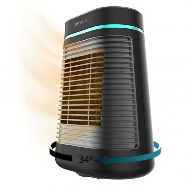 Cecotec Tabletop PTC heater with 1500 W, oscillation, digital display, adjustable thermostat and 3 operating modes.