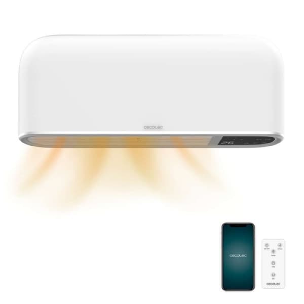 Cecotec PTC bathroom heater with 2000 W, and Wi-Fi control and IP22 protection.