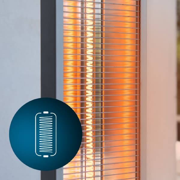 Cecotec Outdoor tower heater with 2000 W, halogen technology, 3 power levels, remote control and display.