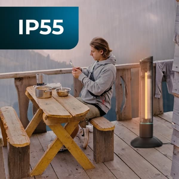 Cecotec Outdoor tower heater with 1000 W, halogen technology, 2 power levels, oscillation and remote control.