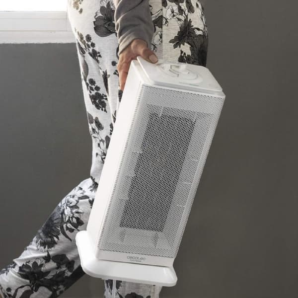 Cecotec Designer 2-in-1 upright ceramic heater with 2000 W, oscillation function, 3 operating modes and adjustable thermostat.
