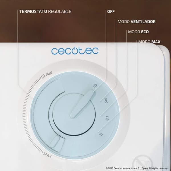 Cecotec Designer 2-in-1 upright ceramic heater with 2000 W, oscillation function, 3 operating modes and adjustable thermostat.