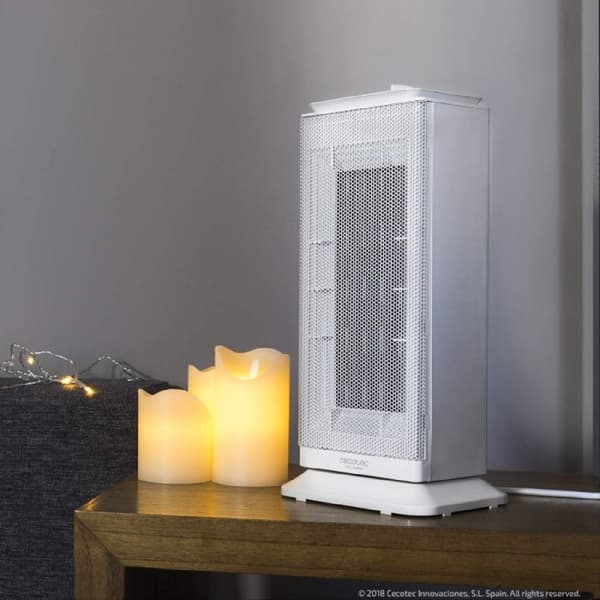 Cecotec Designer 2-in-1 upright ceramic heater with 2000 W, oscillation function, 3 operating modes and adjustable thermostat.
