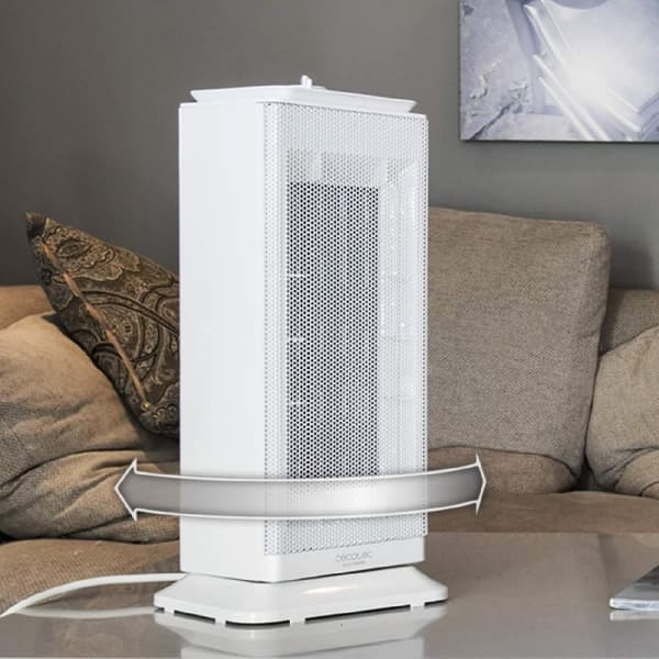 Cecotec Designer 2-in-1 upright ceramic heater with 2000 W, oscillation function, 3 operating modes and adjustable thermostat.