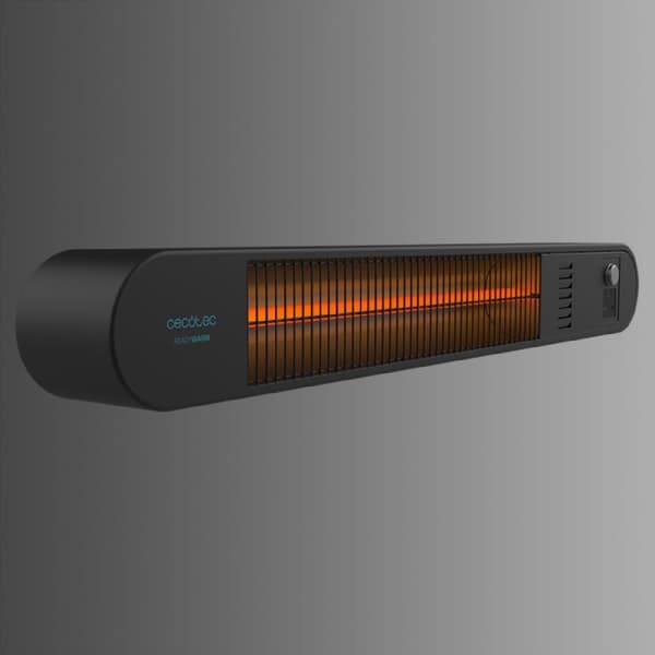 Cecotec Wall halogen heater through infrared radiation for outdoors use, 2000 W, IP55. Aluminium Remote control. Adjustable power. Assembly kit.