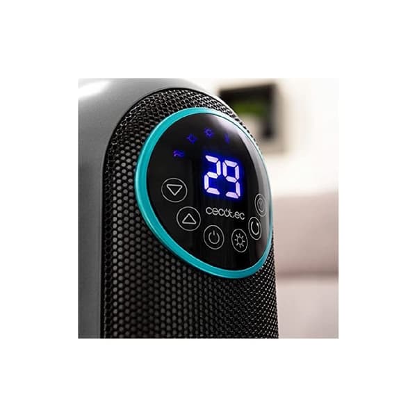 Cecotec 2000 W ceramic heater with remote control, LED display, temperature selection, timer, oscillation, 3 modes and triple safety system.