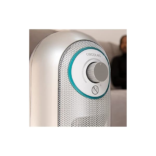Cecotec 2200-W ceramic heater with 3 modes, silent oscillation, light, simple use, and triple safety system.