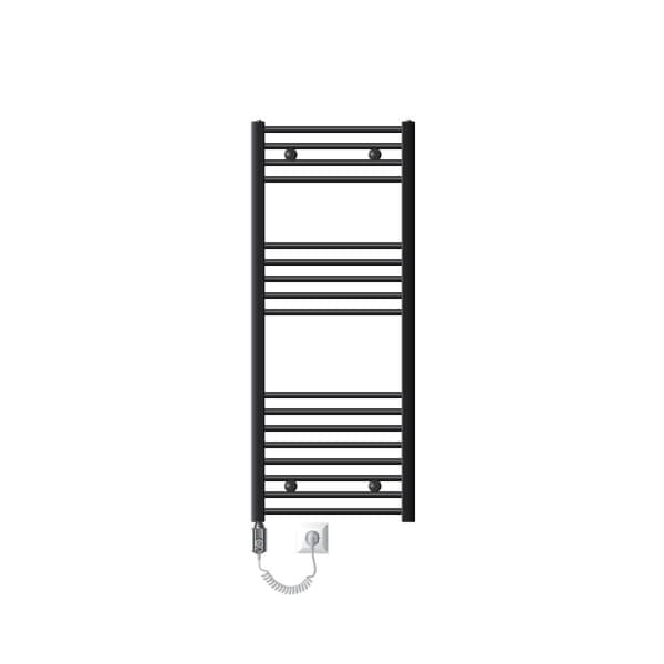 Opvarmet håndklæde radiator med opvarmning element 1200 W ECD Germany Model Sahara 500 x 1200 mm lige antracit sidetilslutning håndklædeholder