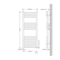 Miniatyrbillede 5 af 8: LuxeBath elektrisk badeværelsesradiator Sahara 500x1200 mm hvid buet sidetilslutning &amp; varmeelement 900W med termostat &amp; digitalt display,