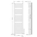 Miniatyrbillede 5 af 8: LuxeBath elektrisk badeværelsesradiator Sahara 750x1800 mm hvid buet sidetilslutning &amp; varmeelement 900W med termostat &amp; digitalt display,