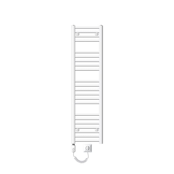 LuxeBath elektrisk badeværelsesradiator Sahara 300x1400 mm hvid lige sidetilslutning &amp; varmeelement 900W med termostat &amp; digitalt display,