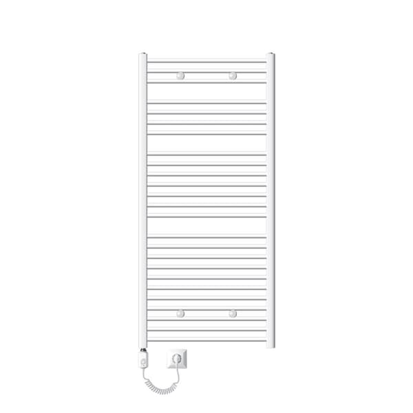 Handduks radiator med värmeelement 1200 W ECD Germany Modell Sahara 750 x 1500 mm rak sida ansluter vit torkställning