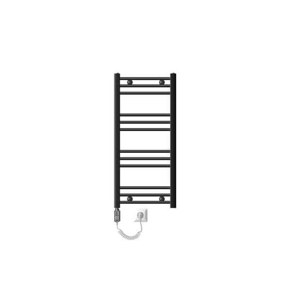 Håndklæderadiator med opvarmning element 300 W ECD Germany model Sahara 400 x 800 mm antracit bøjet side port håndklædeholder