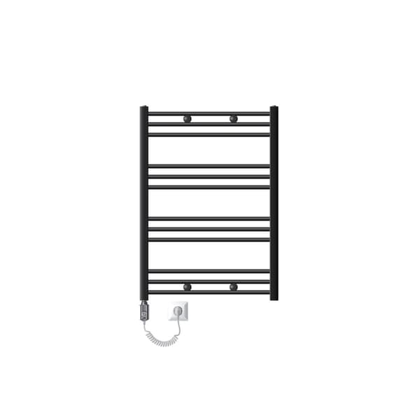 ECD Germany Elektrisk badeværelsesradiator Sahara 750 x 800 mm antracit lige sidetilslutning med varmeelement 300W, designradiator håndklædevarmer