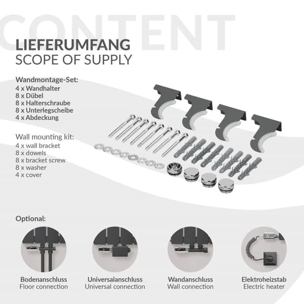 Badeværelsesradiator enkeltlag lodret 600x300 mm antracit med centertilslutning LuxeBath