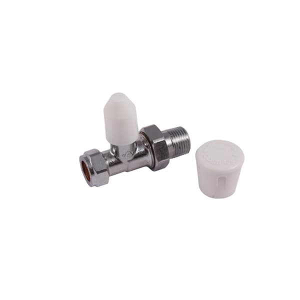 Securplumb Chrome Plated Straight Radiator Valve Silver 15mm