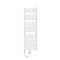 Miniatyrbillede 2 af 8: LuxeBath elektrisk badeværelsesradiator Sahara 400x1500 mm hvid buet sidetilslutning &amp; varmeelement 1200W med termostat &amp; digitalt display,
