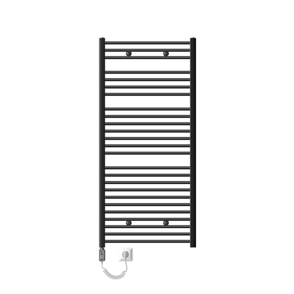 Elektrisk badeværelsesradiator med varmeelement 1200W 750x1500 mm antracit lige med sidetilslutning &amp; termostat touch control LuxeBath