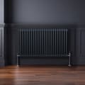 Miniatyrbillede 4 af 11: Traditionel vandret radiator med 2 og 3 søjler Moderne centralvarmeelement Antracitgrå Sort Hvid Kulstofstål Vægmonteret Køkken Stue Badeværelse