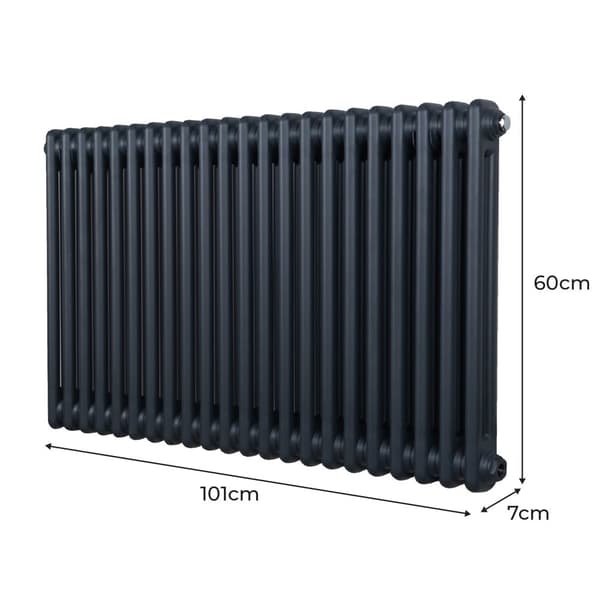 Traditionel vandret radiator med 2 og 3 søjler Moderne centralvarmeelement Antracitgrå Sort Hvid Kulstofstål Vægmonteret Køkken Stue Badeværelse