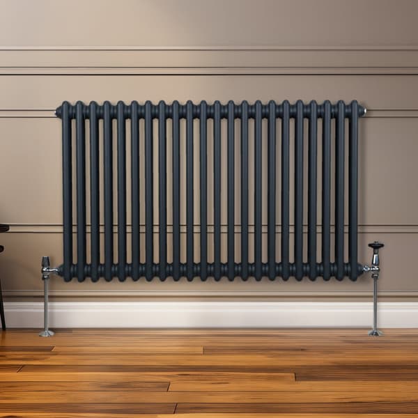 Traditionel vandret radiator med 2 og 3 søjler Moderne centralvarmeelement Antracitgrå Sort Hvid Kulstofstål Vægmonteret Køkken Stue Badeværelse