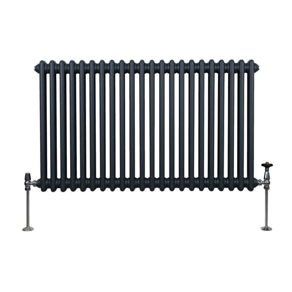 Traditionel vandret radiator med 2 og 3 søjler Moderne centralvarmeelement Antracitgrå Sort Hvid Kulstofstål Vægmonteret Køkken Stue Badeværelse