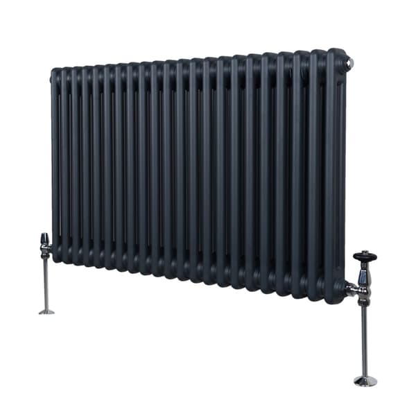 Traditionel vandret radiator med 2 og 3 søjler Moderne centralvarmeelement Antracitgrå Sort Hvid Kulstofstål Vægmonteret Køkken Stue Badeværelse