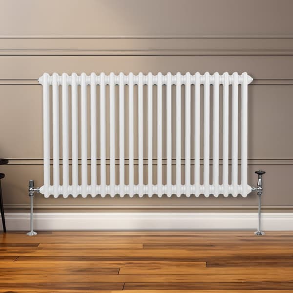 Horizontal Radiator with 2 and 3 Columns Modern Central Heating Element Gray Black White Carbon Steel Wall Mounted Kitchen Living Room Bathroom
