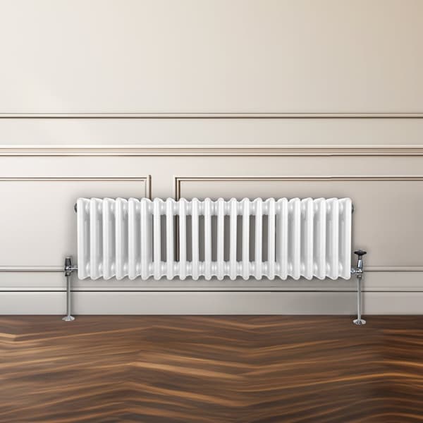 Horizontal Radiator with 2 and 3 Columns Modern Central Heating Element Gray Black White Carbon Steel Wall Mounted Kitchen Living Room Bathroom
