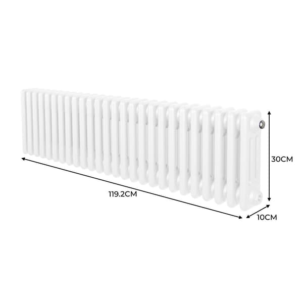 Horizontal Radiator with 2 and 3 Columns Modern Central Heating Element Gray Black White Carbon Steel Wall Mounted Kitchen Living Room Bathroom