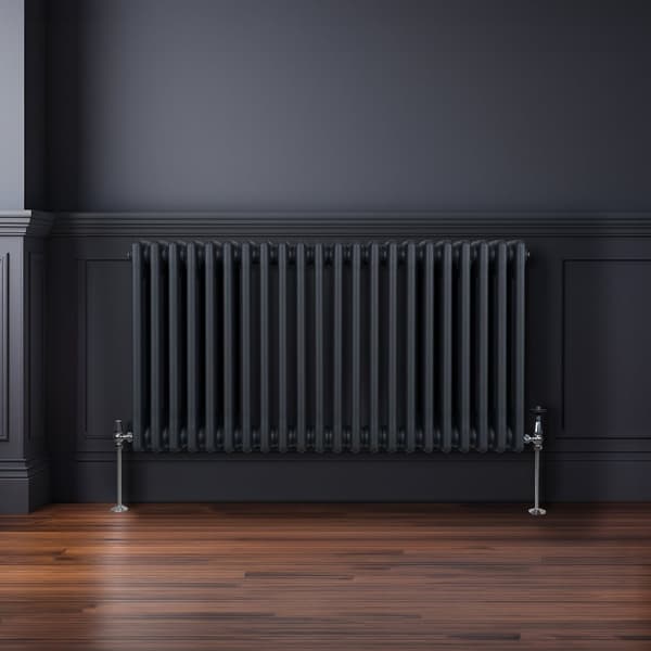 Horizontal Radiator with 2 and 3 Columns Modern Central Heating Element Gray Black White Carbon Steel Wall Mounted Kitchen Living Room Bathroom