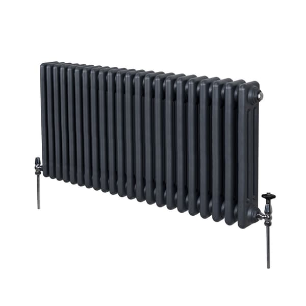 Horizontal Radiator with 2 and 3 Columns Modern Central Heating Element Gray Black White Carbon Steel Wall Mounted Kitchen Living Room Bathroom
