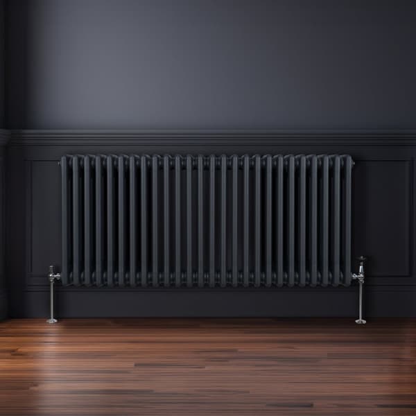Traditionel vandret radiator med 2 og 3 søjler Moderne centralvarmeelement Antracitgrå Sort Hvid Kulstofstål Vægmonteret Køkken Stue Badeværelse