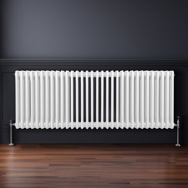 Horizontal Radiator with 2 and 3 Columns Modern Central Heating Element Gray Black White Carbon Steel Wall Mounted Kitchen Living Room Bathroom